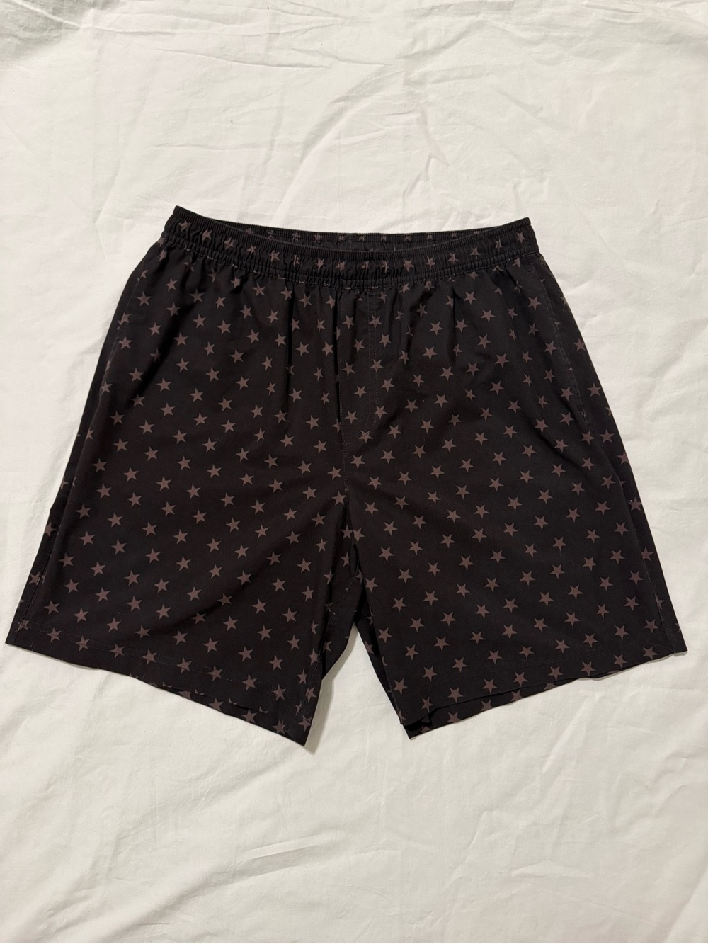 chubbies Black Athletic Shorts with Brown Star Print